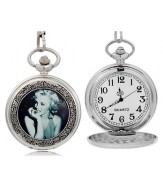 Orologio analogico da tasca - movimento al quarzo - con stampa di Monroe in ceramica